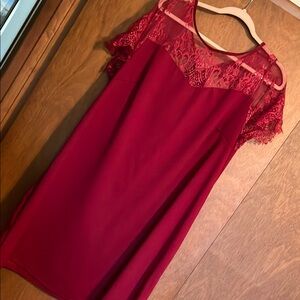 SHEIN Red Lace Dress